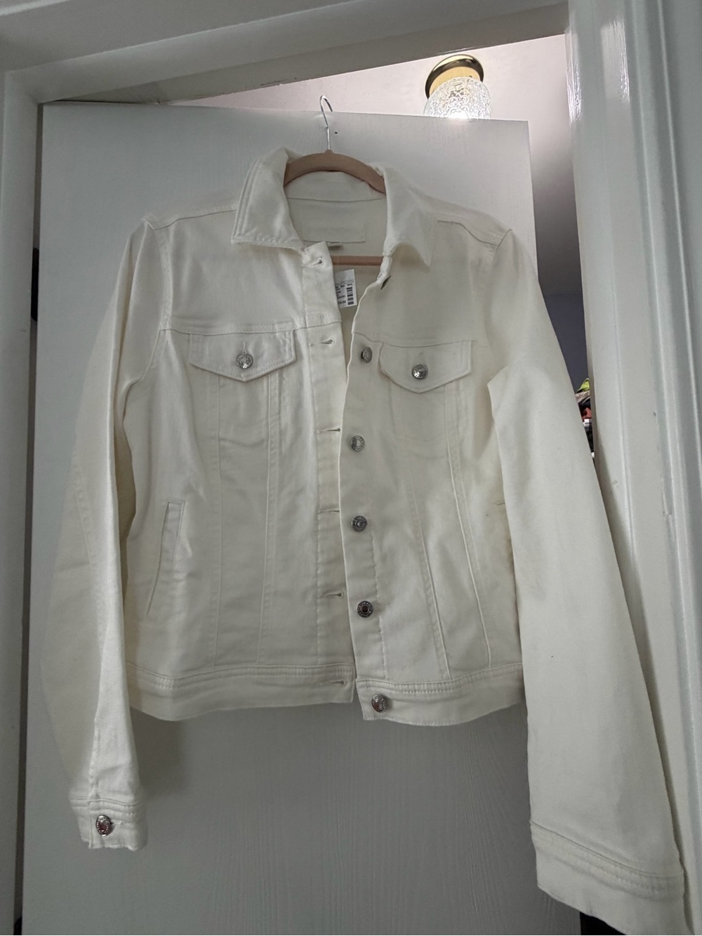 Women's white Denim Jacket - Classic Button-Up